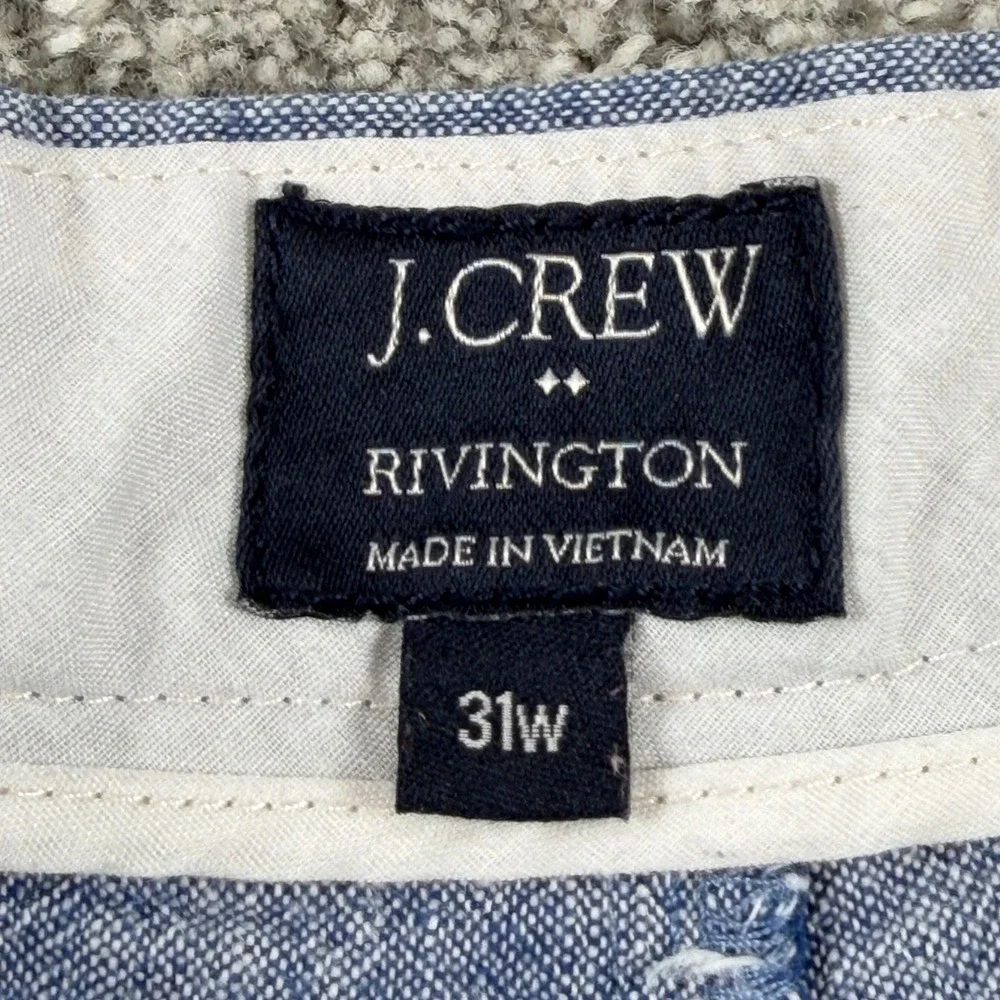 J.Crew Shorts Mens 31 Blue Rivington Linen Cotton Blend Flat Front Casual